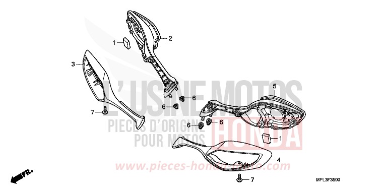 BACK MIRROR for CBR1000RR Fireblade PEARL SUNBEAM WHITE (NHA66) from 2008